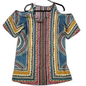Camono blouse size L Abbelin Cold shoulder short sleeve long line